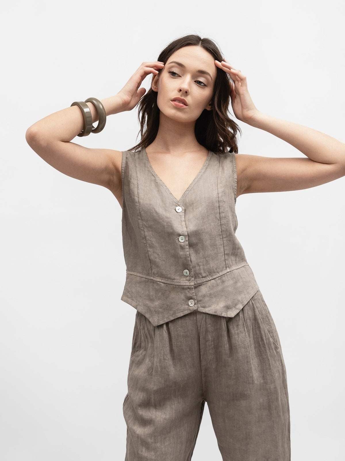 Moteriška liemenė ir kelnės, Capsule Collection, 100% linas