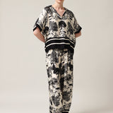 Moteriškos plačios kelnės su šilku