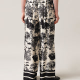 Moteriškos plačios kelnės su šilku