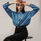 Moteriški džinsiniai marškiniai